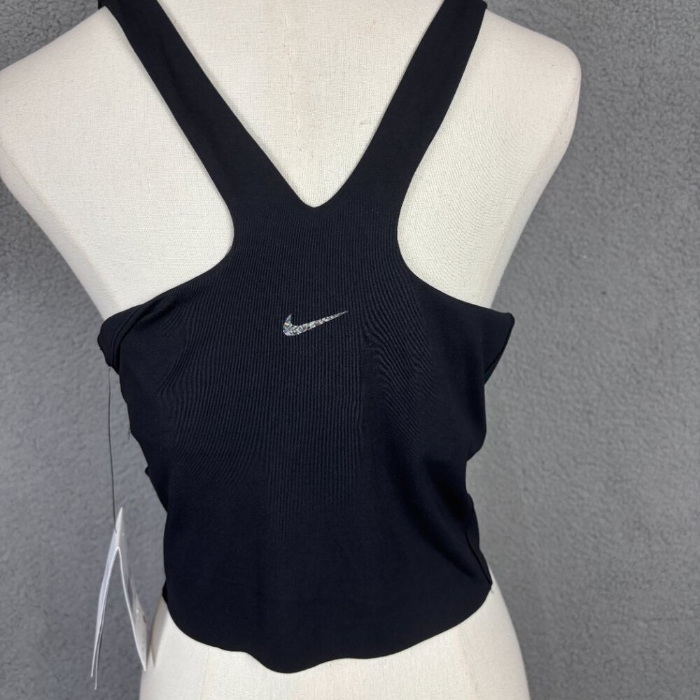 Nike Yoga Women's Dri-FIT Luxe Cropped Yoga Bra Tank Top Black Size 2XL. - Picture 5 of 12